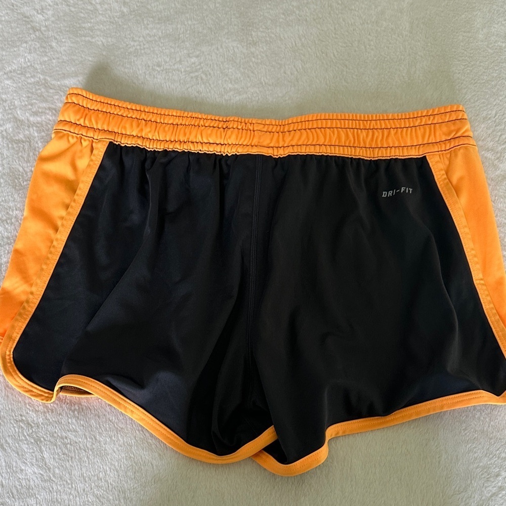 Nike Women's Athletic Shorts in Black and Orange - Picture 2 of 7
